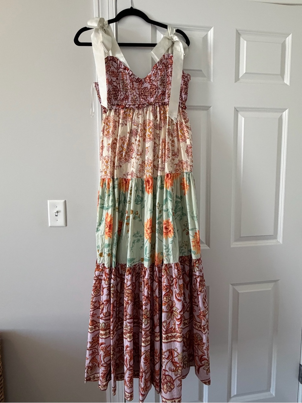 Free People Bluebell Maxi Multi Print Dress with Satin Ties - Picture 2 of 8
